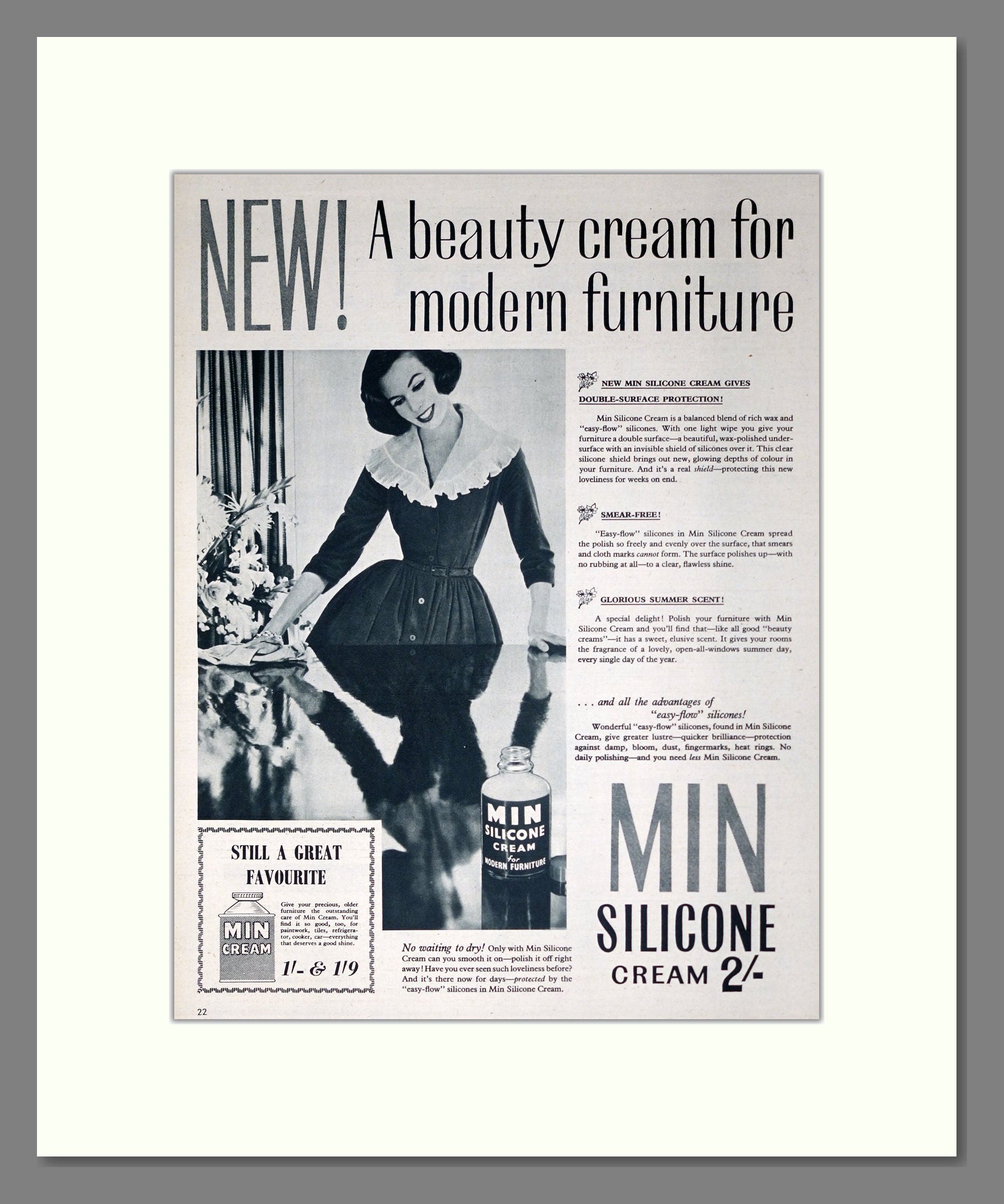 Min - Silicone Cream. Vintage Advert 1957 (ref AD302430)