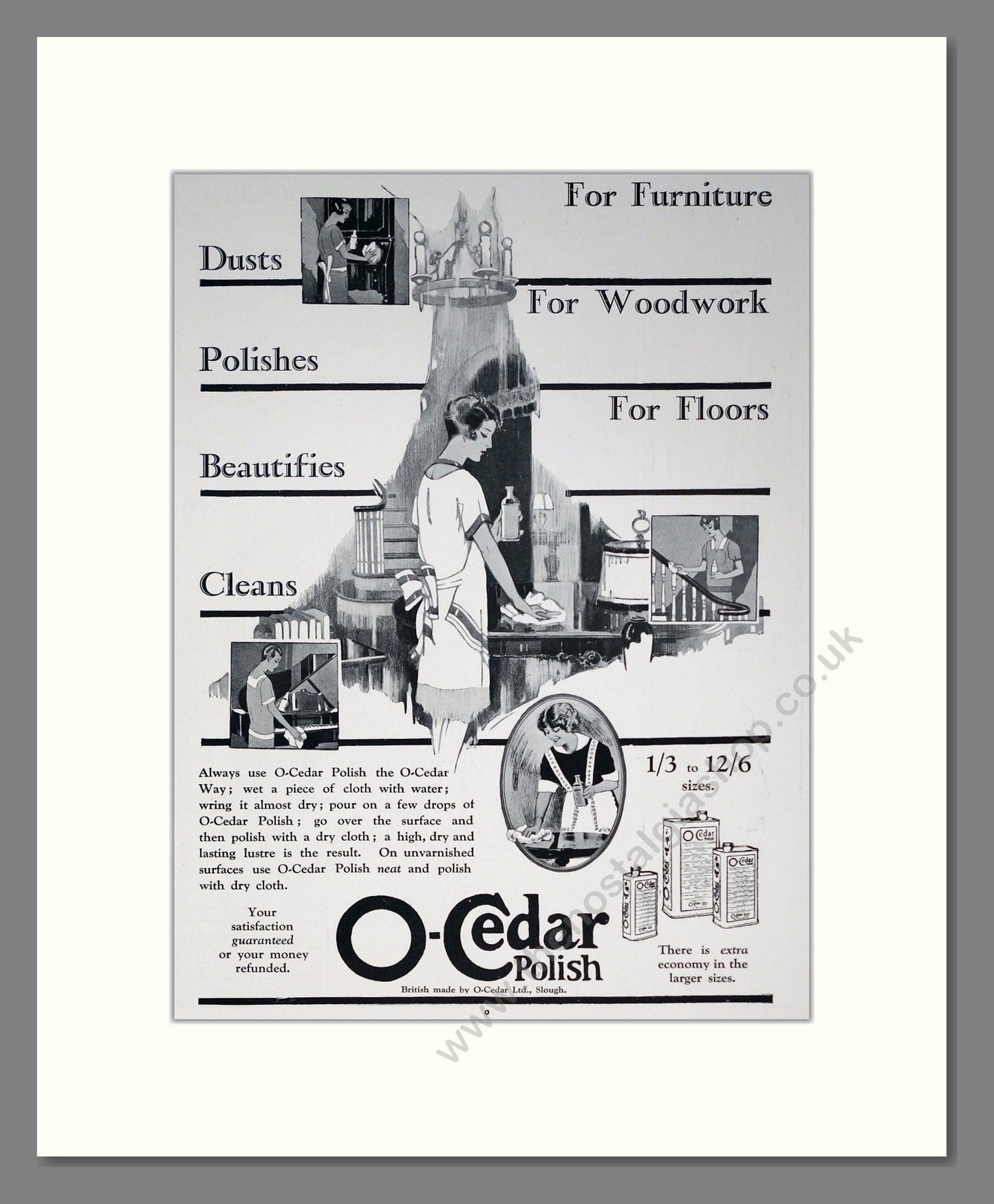 O-Cedar - Furniture Polish. Vintage Advert 1927 (ref AD302431)