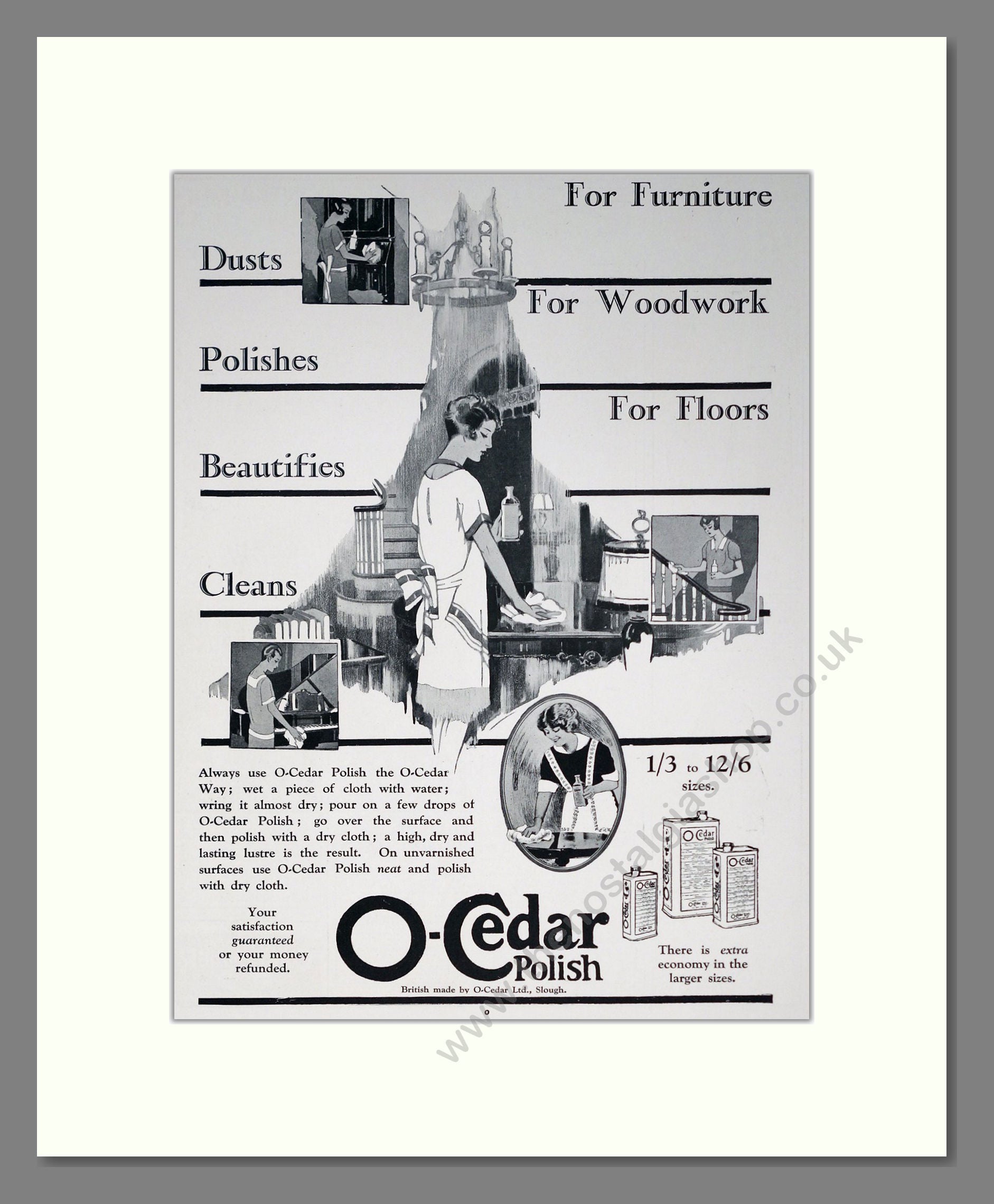O-Cedar - Furniture Polish. Vintage Advert 1927 (ref AD302431)