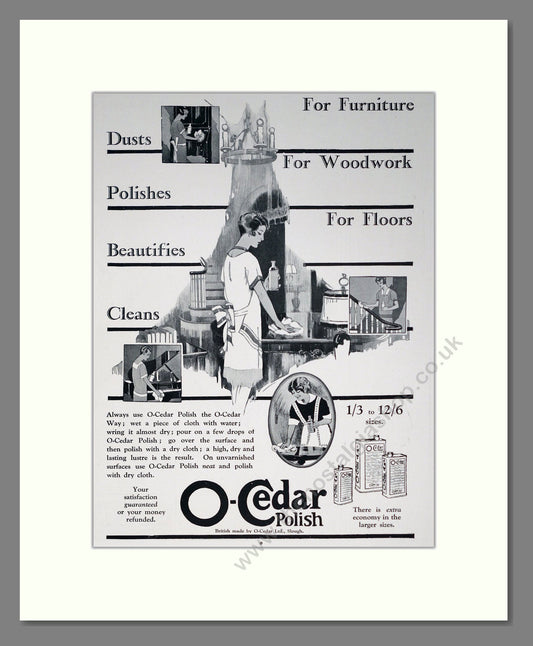 O-Cedar - Furniture Polish. Vintage Advert 1927 (ref AD302431)