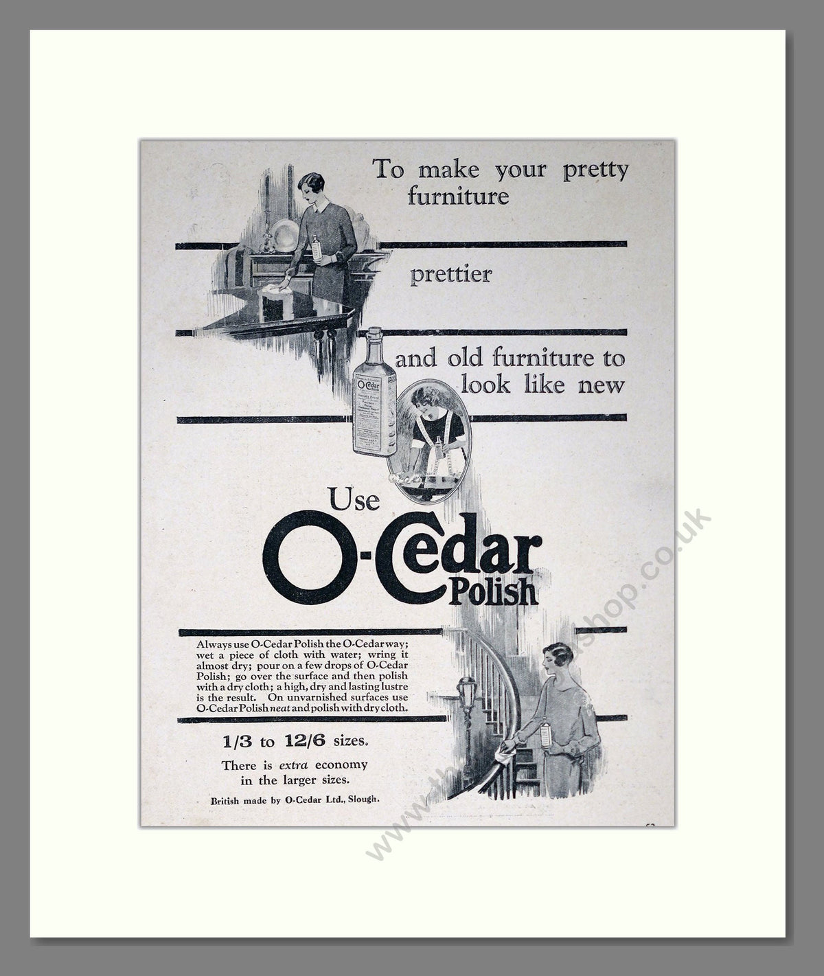 Pledge Commercial O-Cedar - Furniture Polish. Vintage Advert 1927 (ref AD302433) – The ...