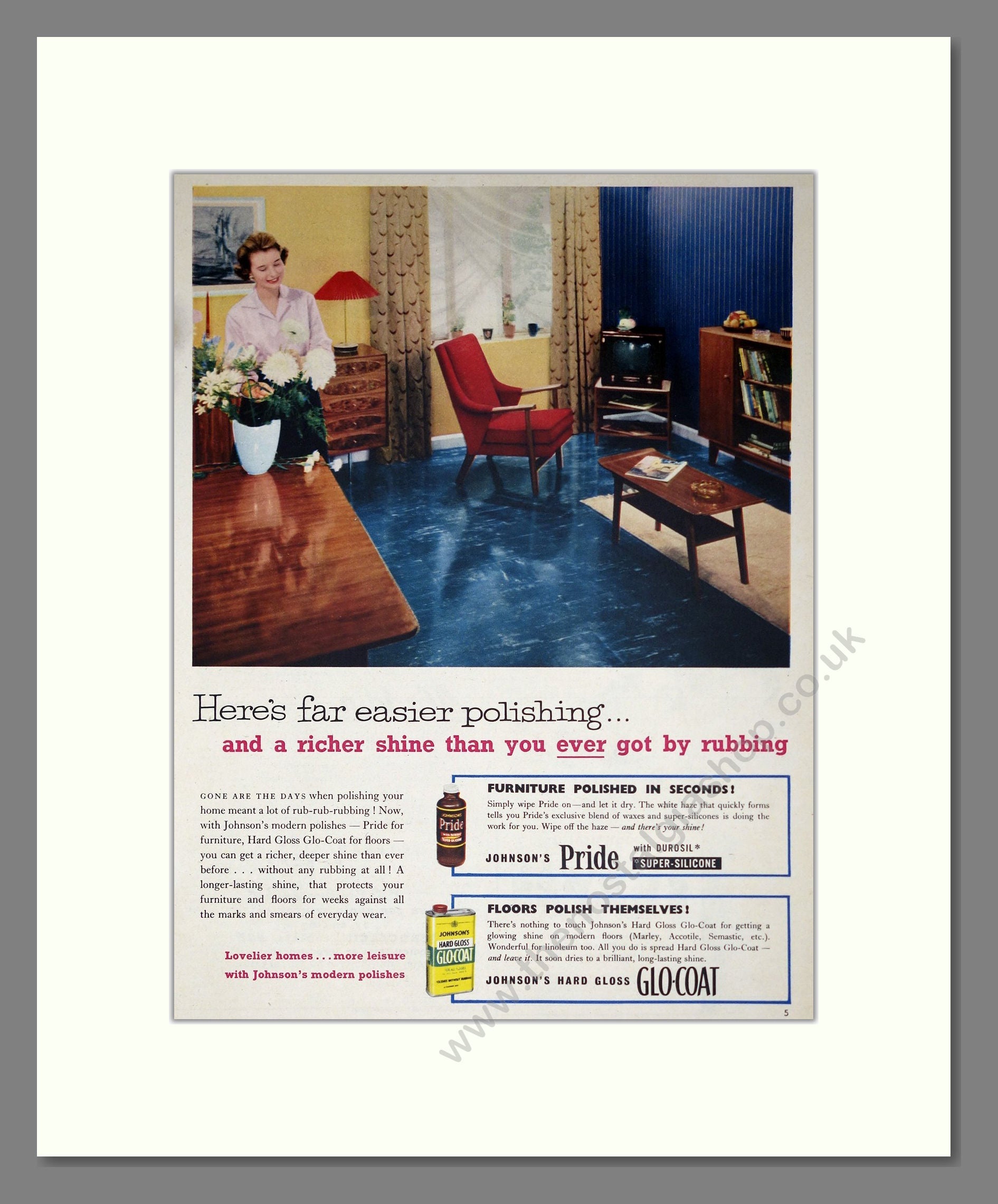 Johnsons - Furniture Polish. Vintage Advert 1957 (ref AD302434)