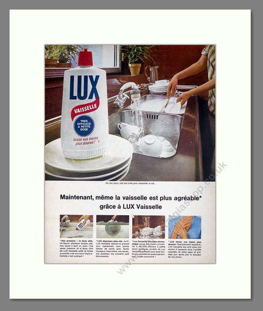 Lux - Washing Up Liquid. Vintage Advert 1972 (ref AD302437)