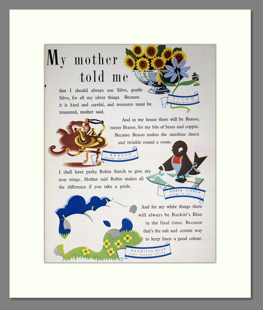 Silvo / Brasso - My Mother Told Me. Vintage Advert 1948 (ref AD302439)