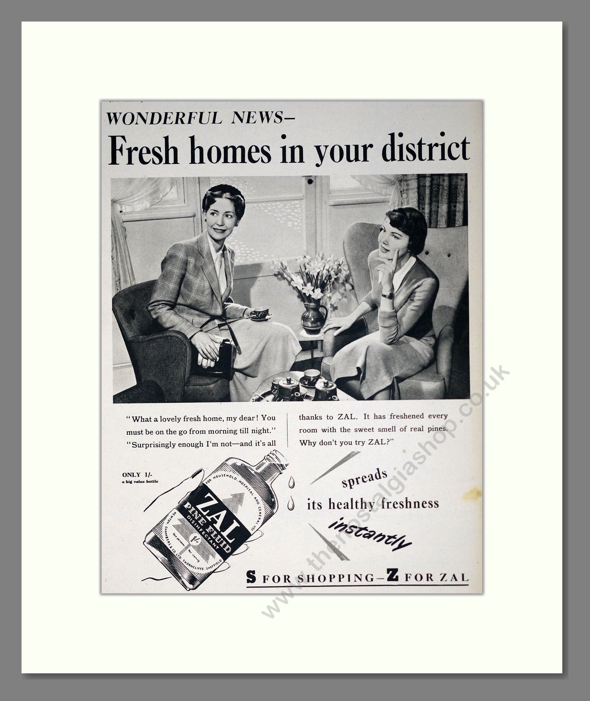 Zal - Pine Disinfectant. Vintage Advert 1952 (ref AD302450)