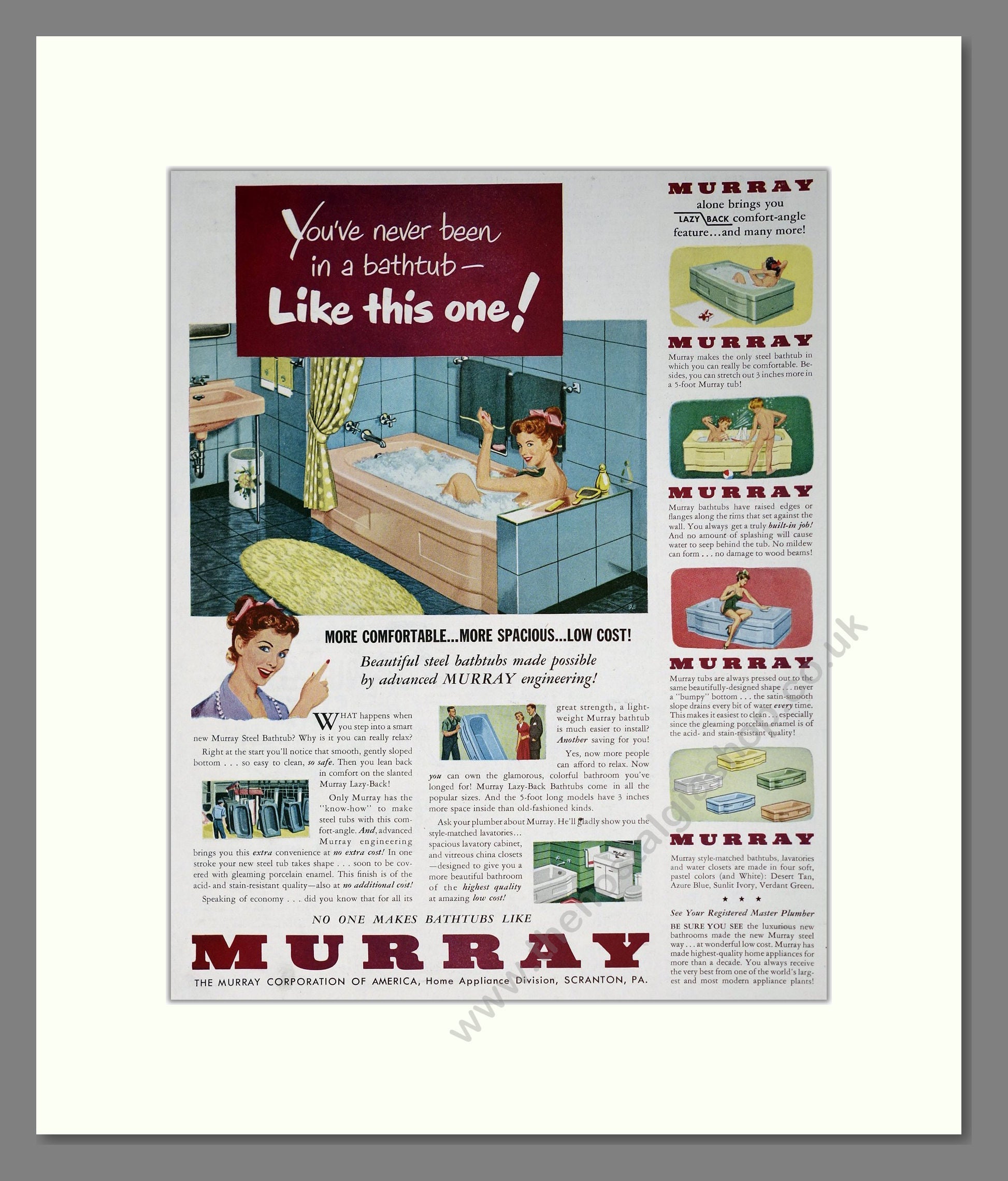 Murray - Baths. Vintage Advert 1950 (ref AD302868)