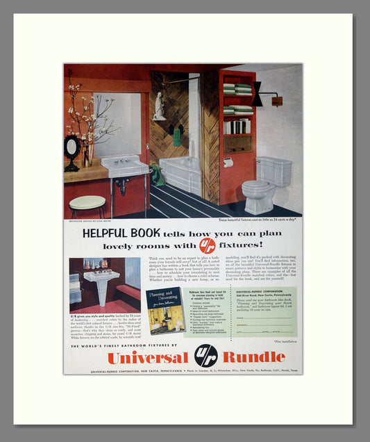 Universal Rundle - Bathroom Fixtures. Vintage Advert 1955 (ref AD302871)