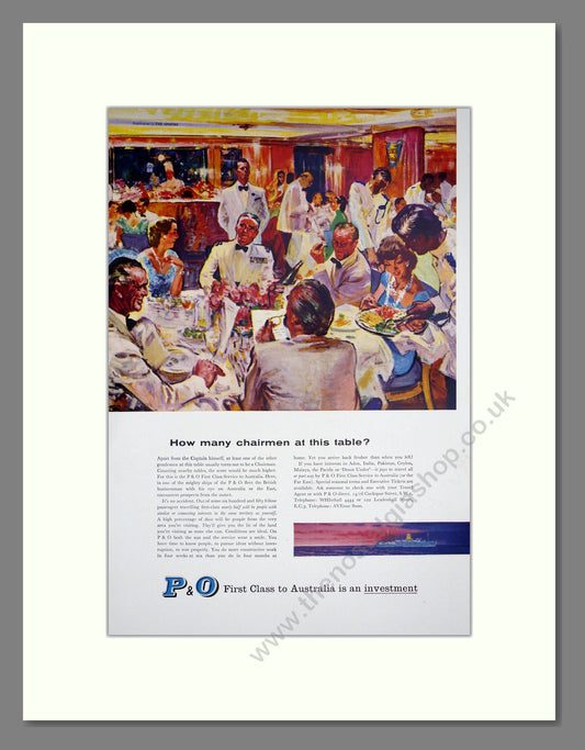 P and O - First Class To Australia. Vintage Advert 1959 (ref AD302985)