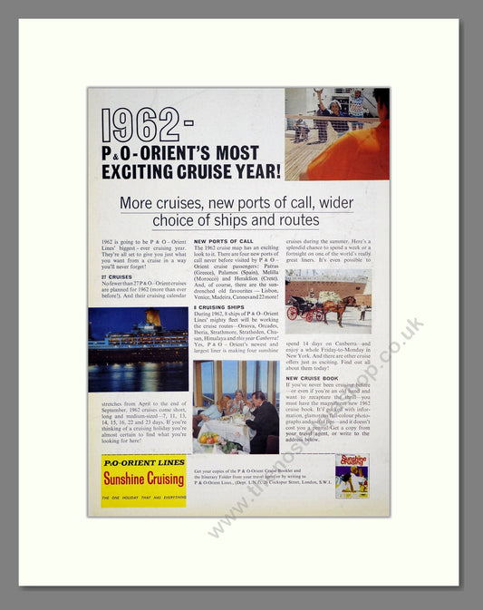 P and O - Orient Lines. Vintage Advert 1961 (ref AD302996)
