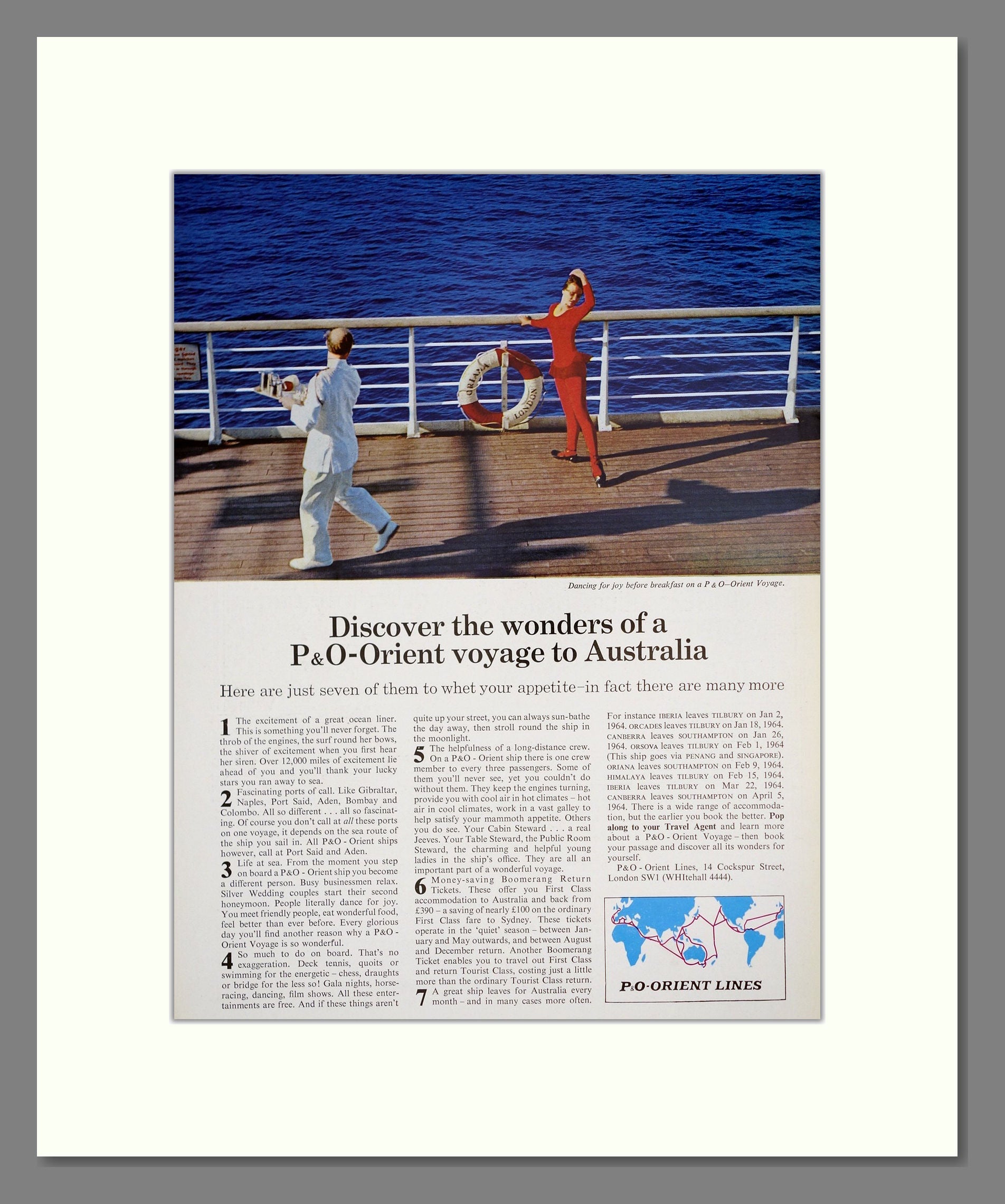 P and O - Orient Lines. Vintage Advert 1963 (ref AD303001)