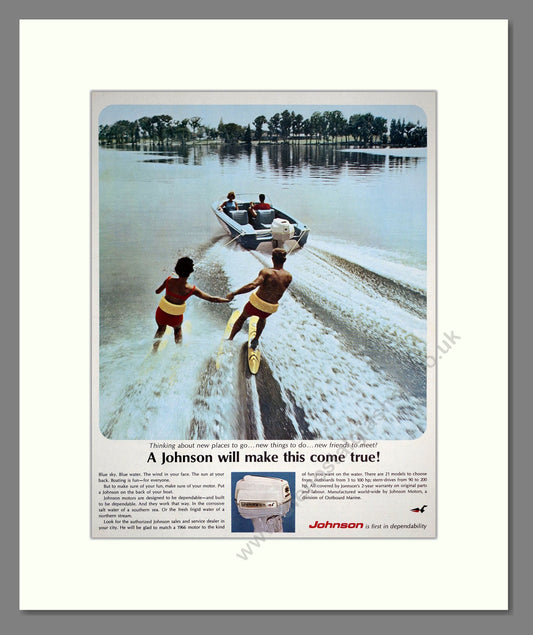Johnson - Outboard Motors. Vintage Advert 1966 (ref AD303054)