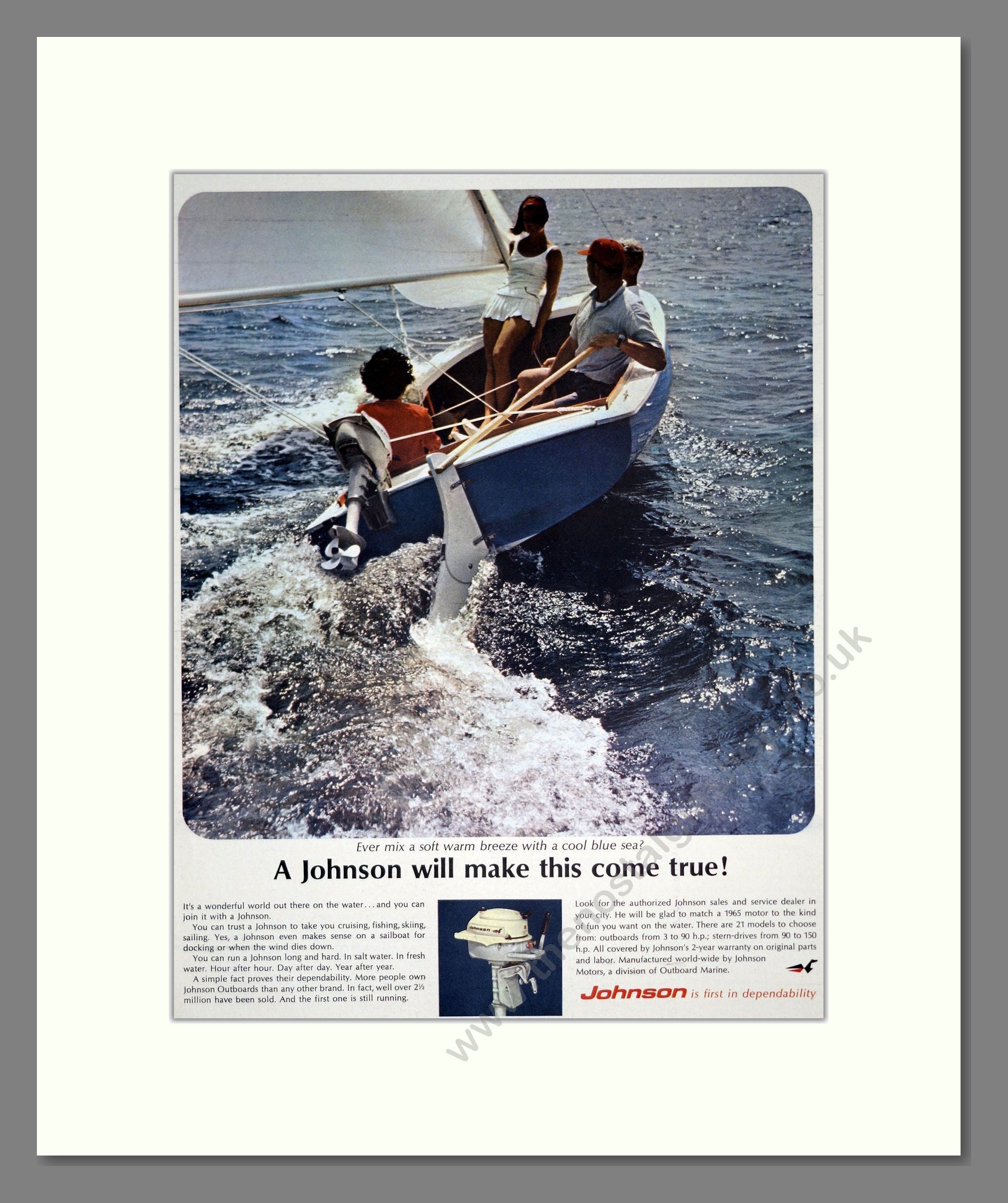 Johnson - Outboard Motors. Vintage Advert 1965 (ref AD303056)