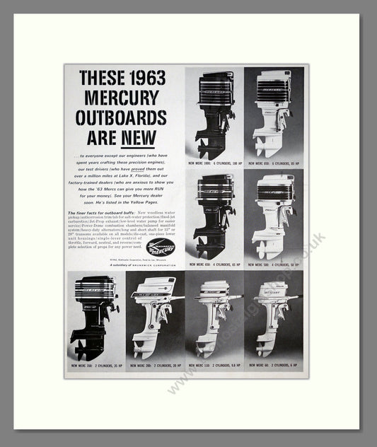 Mercury - Outboard Motors. Vintage Advert 1963 (ref AD303057)