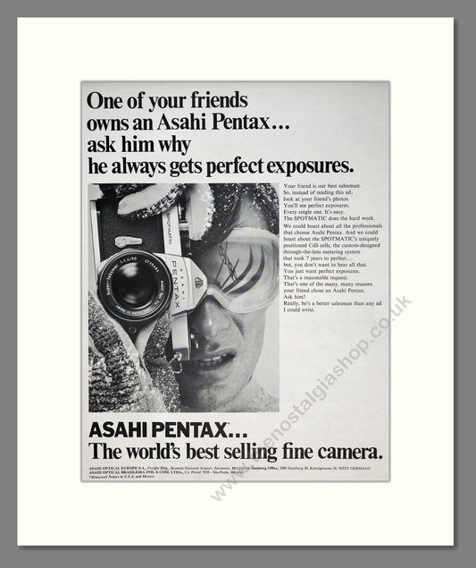 Pentax - Asahi. Vintage Advert 1969 (ref AD303069)