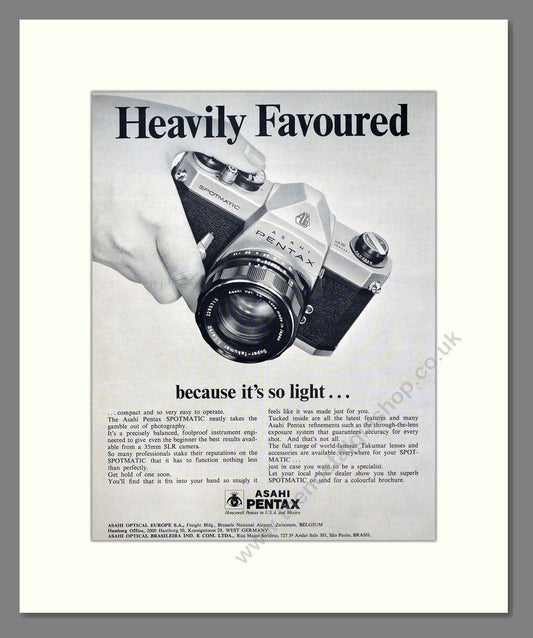 Pentax - Asahi. Vintage Advert 1968 (ref AD303070)