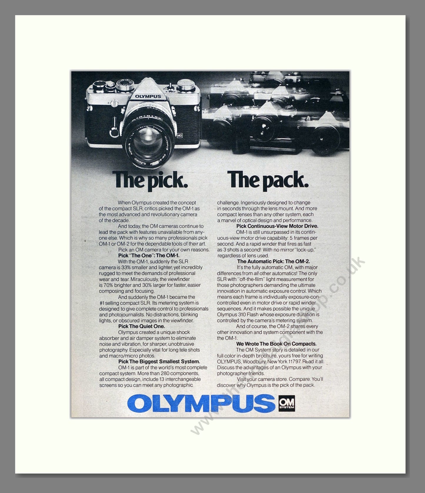 Olympus - OM SLR. Vintage Advert 1978 (ref AD303080)