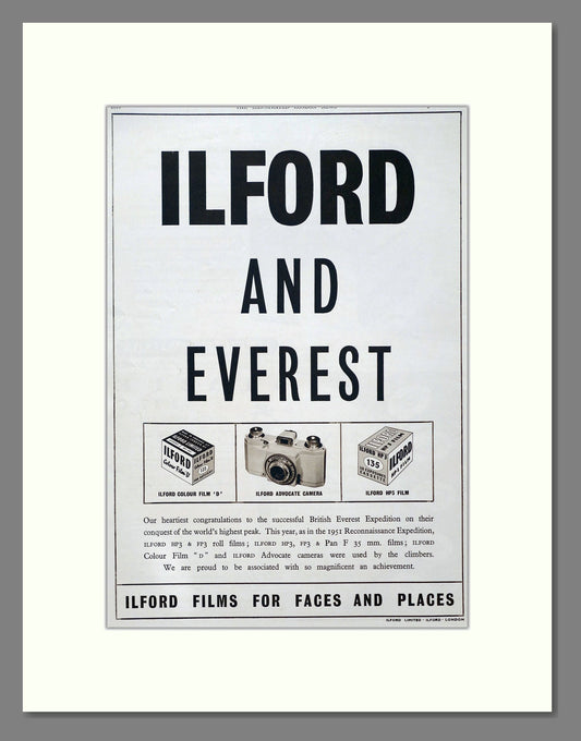 Ilford - Everest Film. Vintage Advert 1953 (ref AD303082)