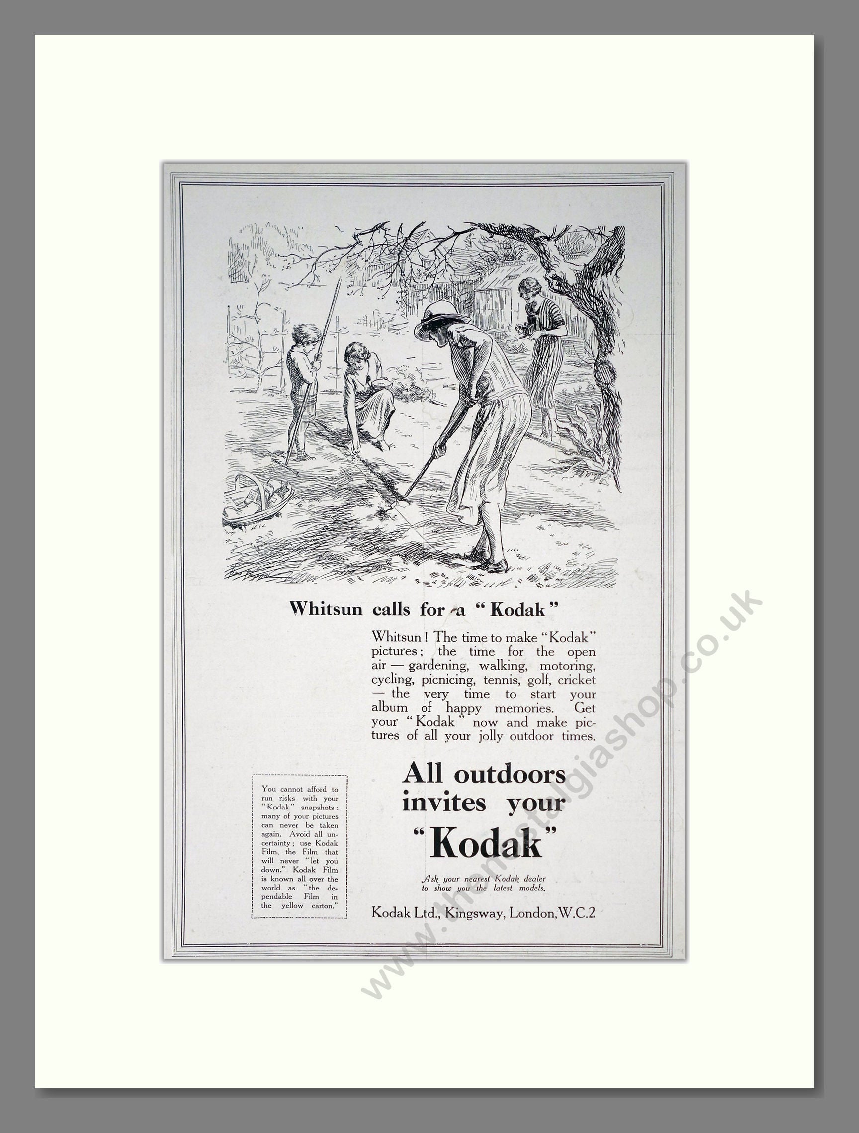 Kodak - Whitsun Calls For A Kodak. Vintage Advert 1925 (ref AD303110)