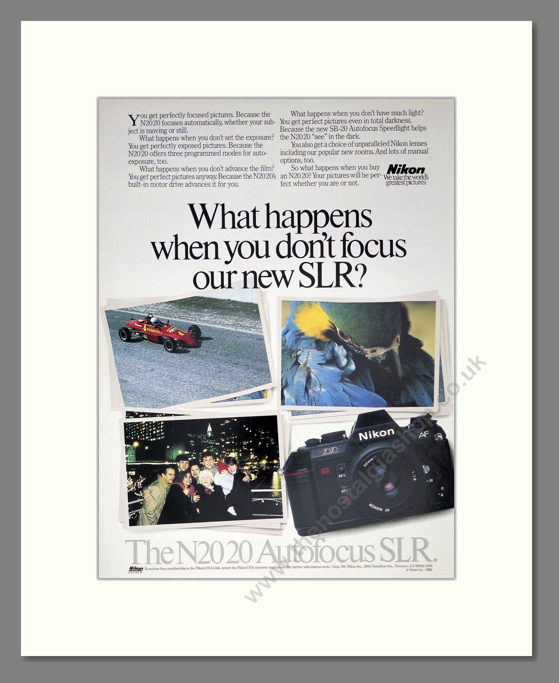 Nikon - N2020 SLR. Vintage Advert 1986 (ref AD303139)