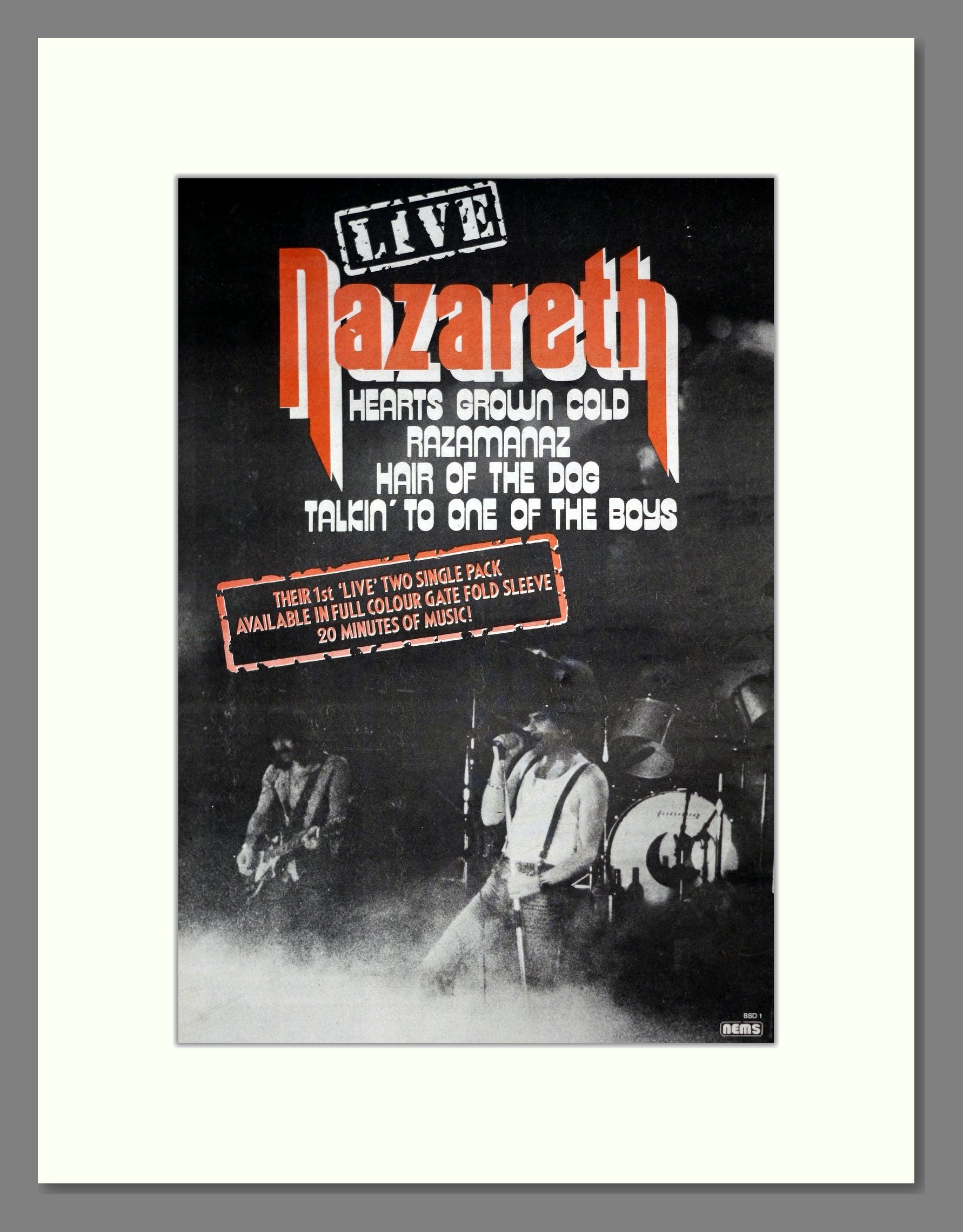 Nazareth - Live Singles. Vintage Advert 1980 (ref AD19747)