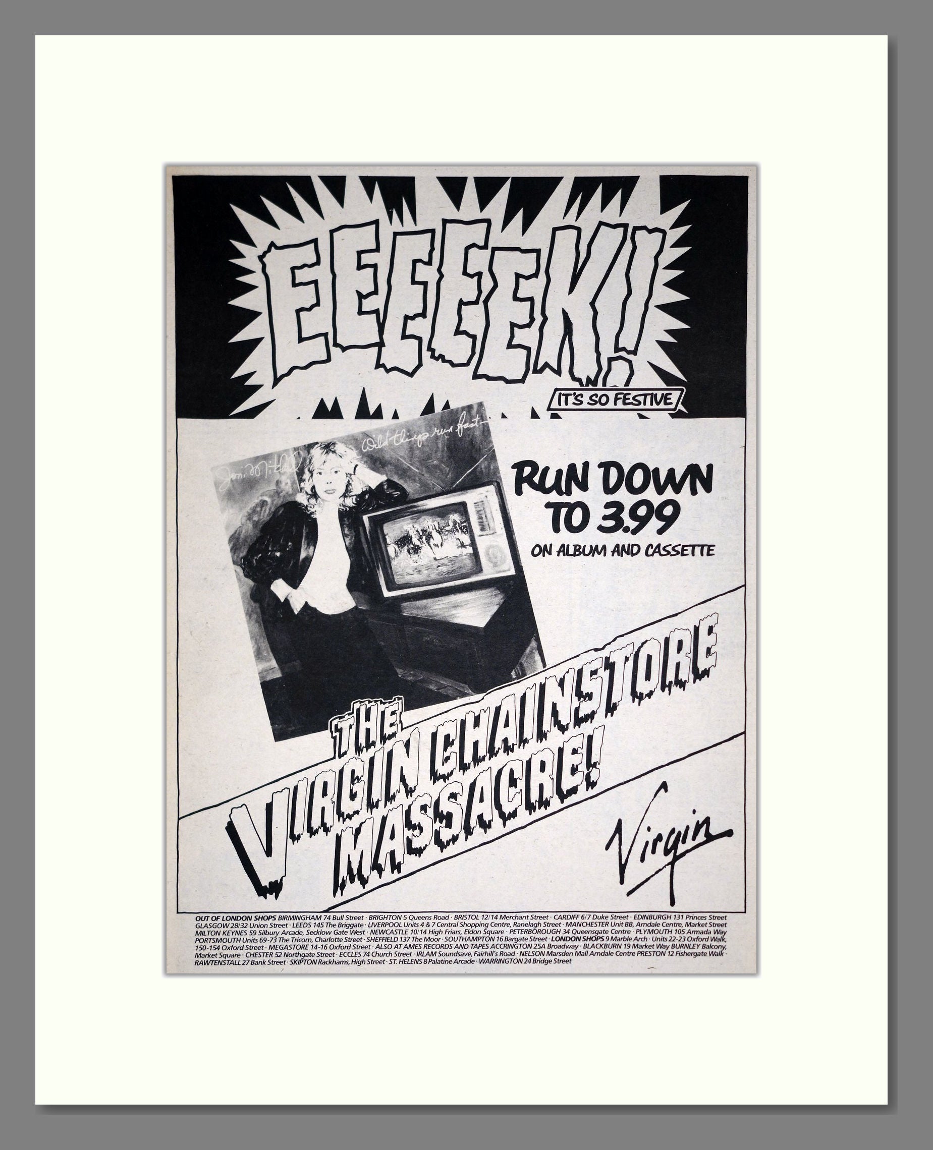 Joni Mitchell - Wild Things Run Fast. Vintage Advert 1982 (ref AD19789)