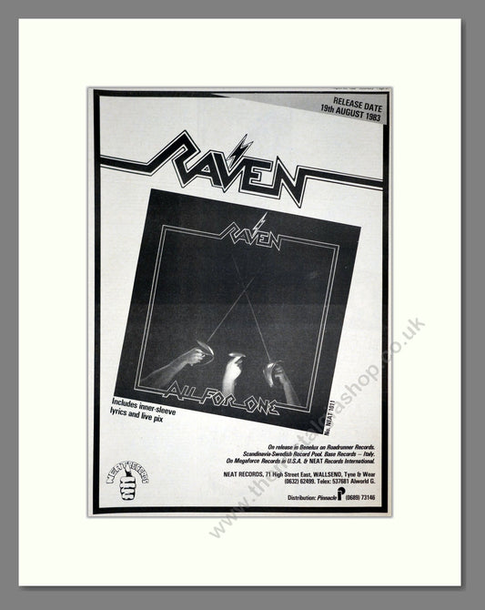 Raven - All For One. Vintage Advert 1983 (ref AD19801)