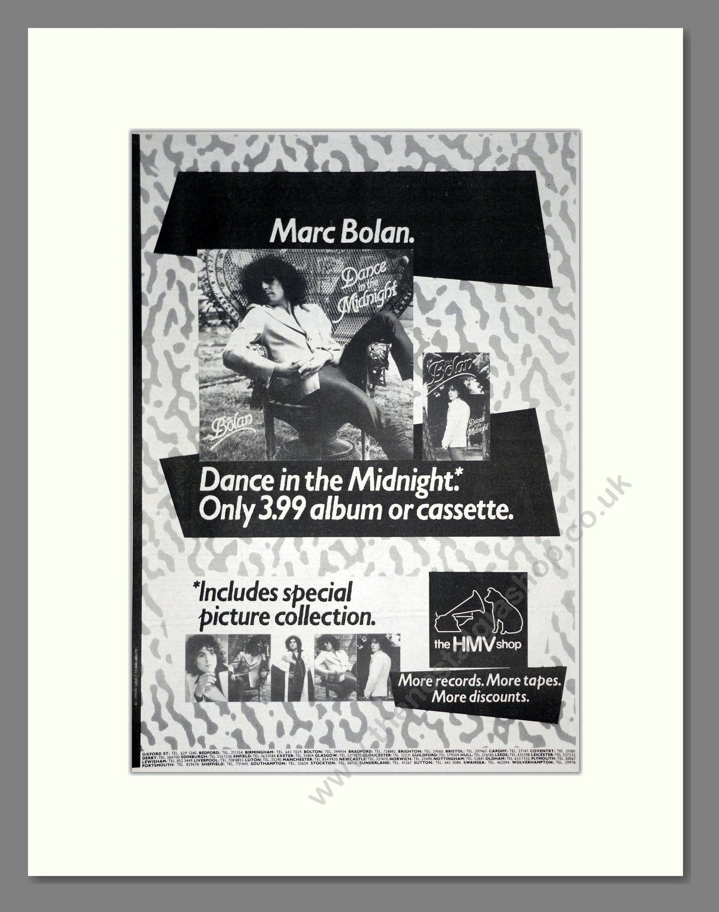 Marc Bolan - Dance In The Midnight. Vintage Advert 1983 (ref AD19821)