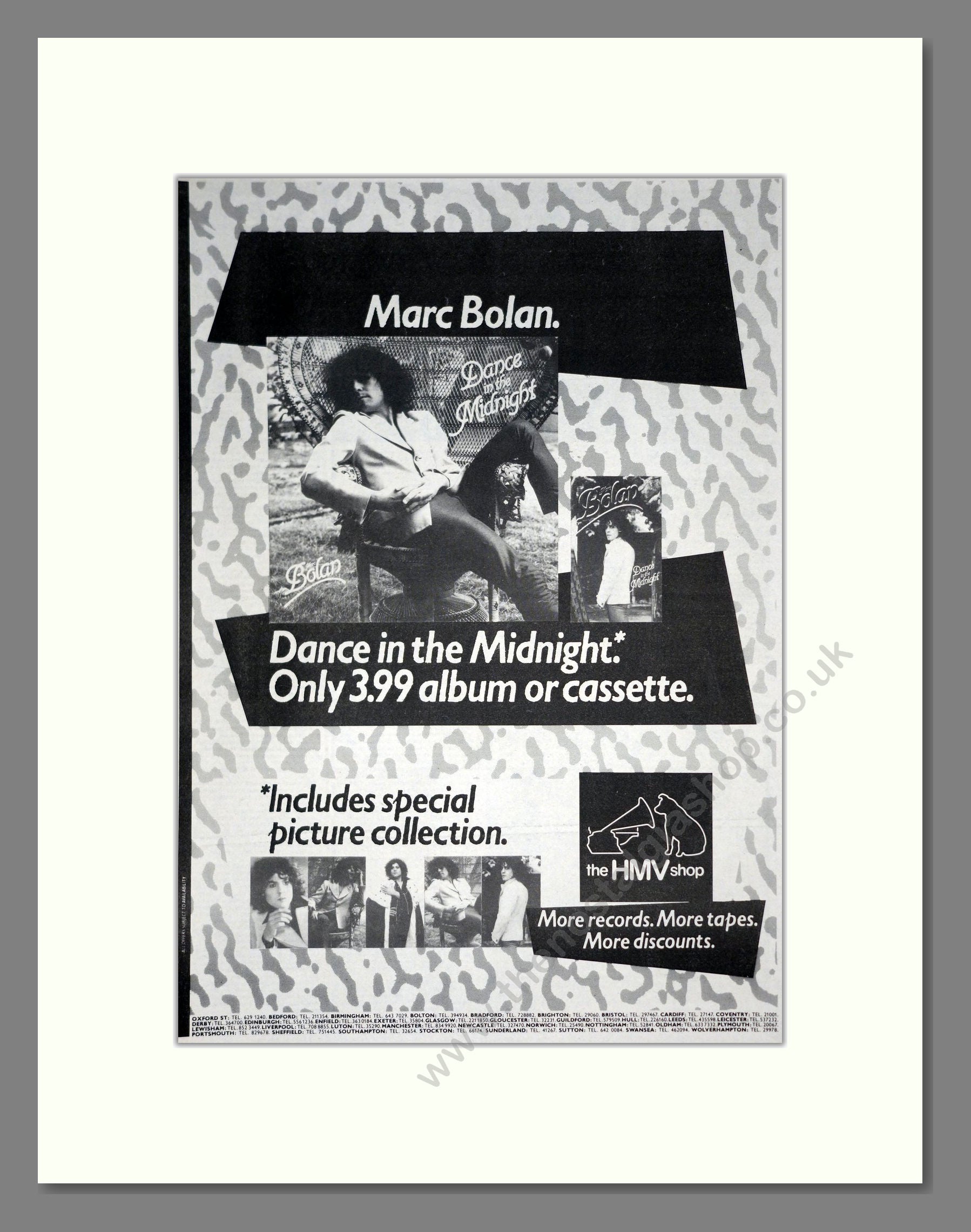 Marc Bolan - Dance In The Midnight. Vintage Advert 1983 (ref AD19821)