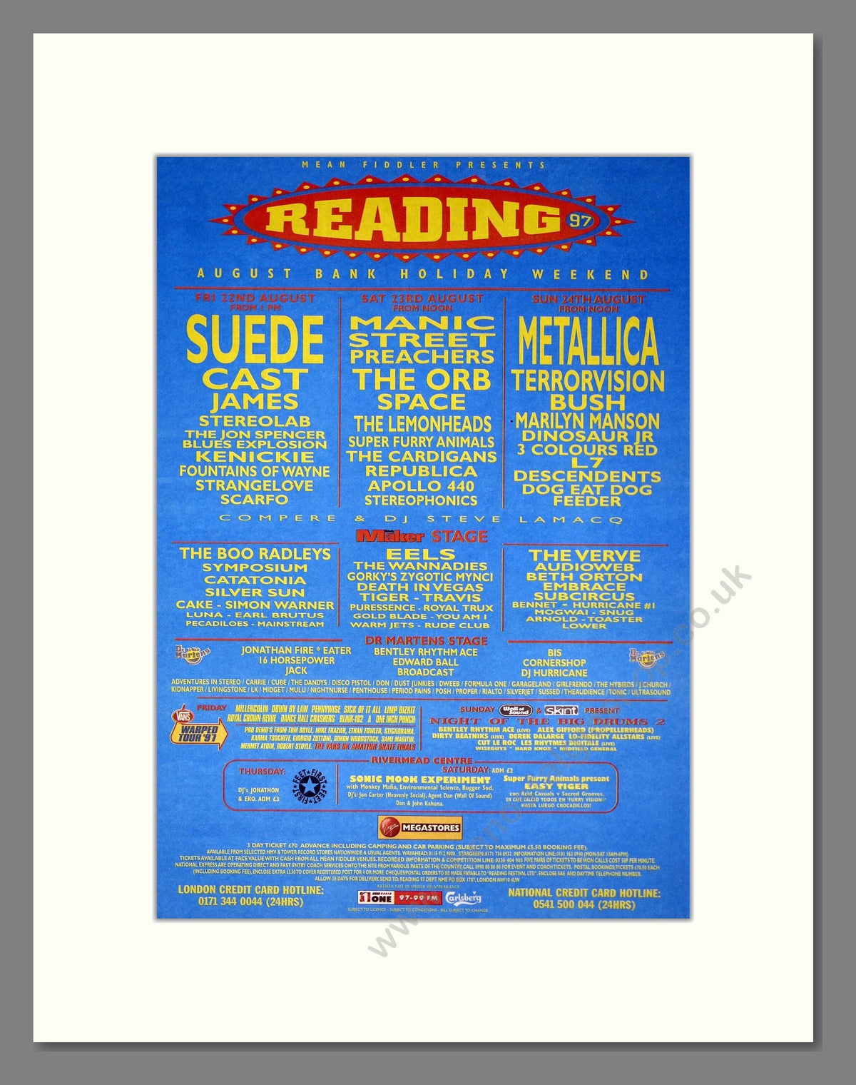 Reading 97 Reading Festival 97 - Line Up. Vintage Advert 1997 (ref AD19872) – The ...