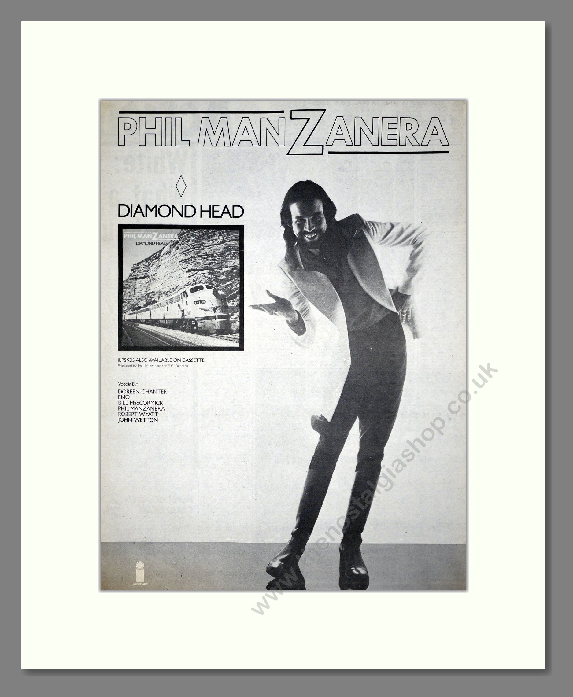 Phil Manzanera - Diamond Head. Vintage Advert 1975 (ref AD19948)