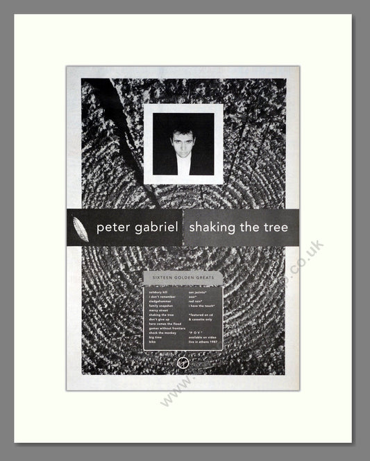 Peter Gabriel - Shaking The Tree. Vintage Advert 1990 (ref AD19950)