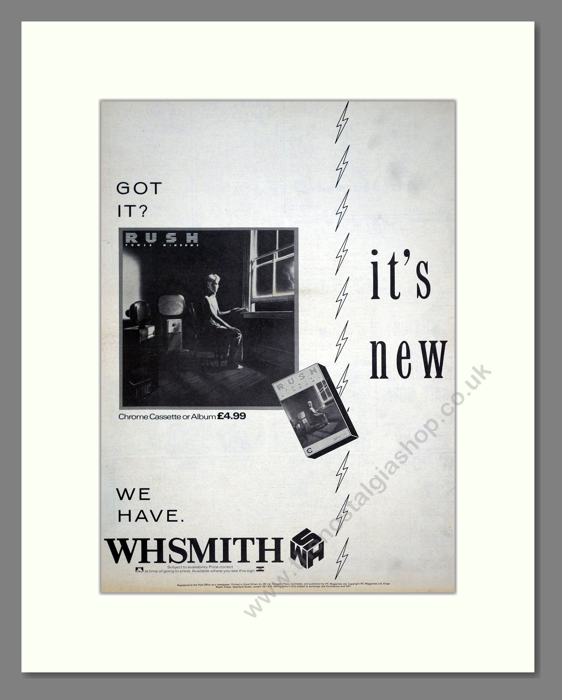 Rush - Power Windows. Vintage Advert 1985 (ref AD20013) – The Nostalgia ...