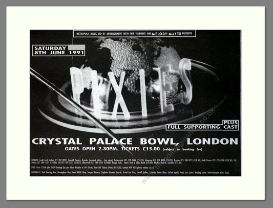 Pixies - Live At Crystal Palace Bowl. Vintage Advert 1991 (ref AD63182)