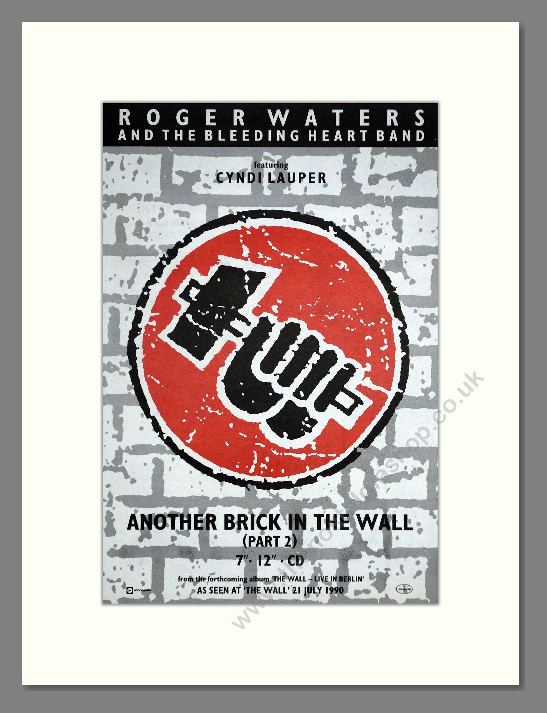Roger Waters - Another Brick In The Wall. Vintage Advert 1990 (ref AD63183)
