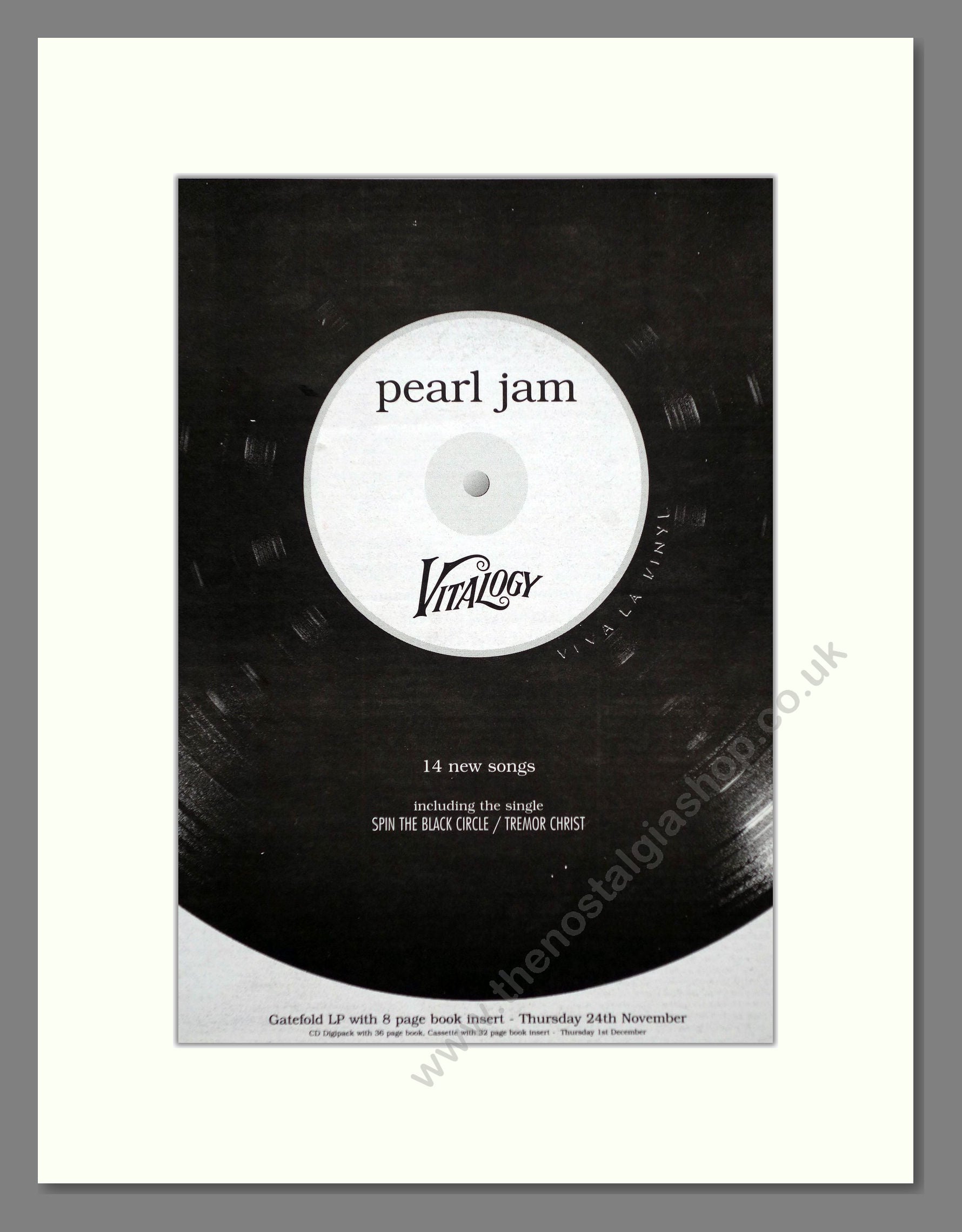 Pearl Jam - Vitalogy. Vintage Advert 1994 (ref AD63192)