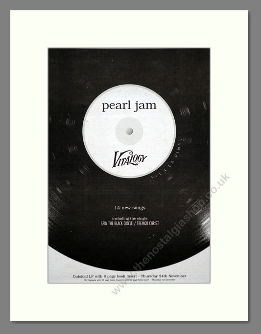 Pearl Jam - Vitalogy. Vintage Advert 1994 (ref AD63192)