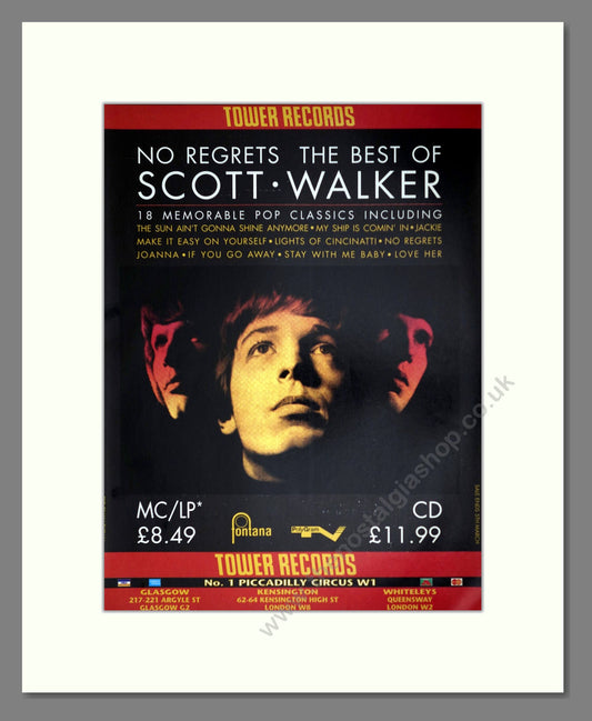 Scott Walker - No Regrets (Best Of). Vintage Advert 1992 (ref AD63243)