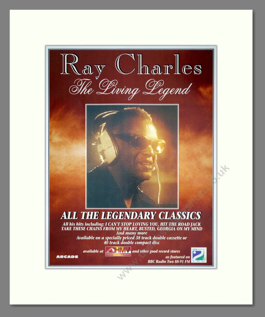 Ray Charles - The Living Legend. Vintage Advert 1993 (ref AD63248)