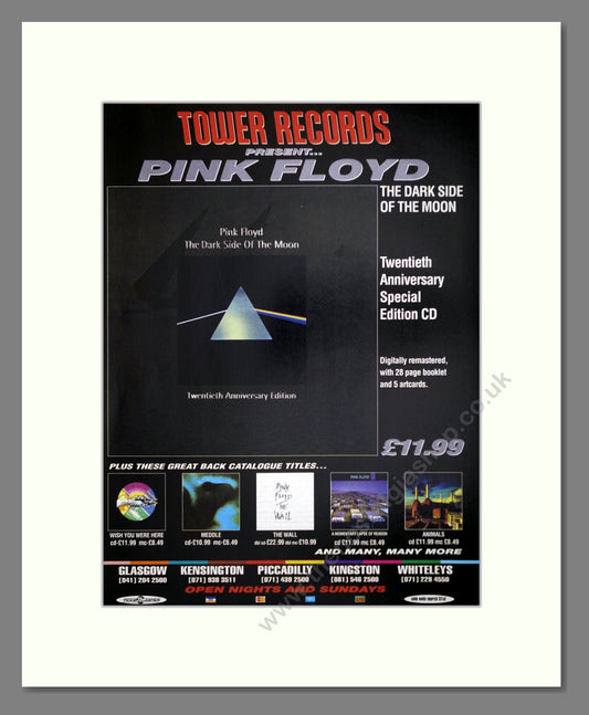 Pink Floyd - Dark Side Of The Moon 20th Anniversary. Vintage Advert 1993 (ref AD63256)