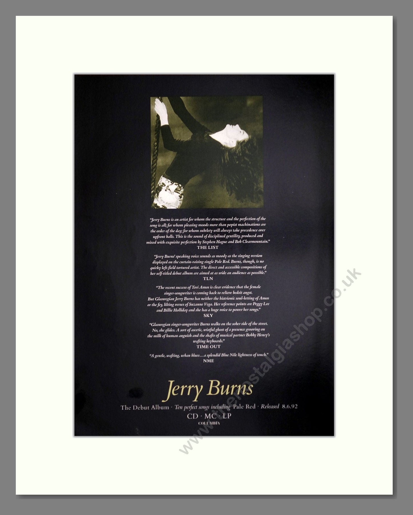Jerry Burns - Debut Album. Vintage Advert 1992 (ref AD63266)