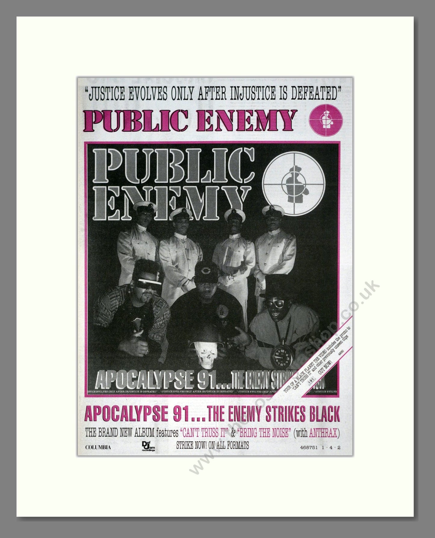 Public Enemy - Apocalypse 91. Vintage Advert 1991 (ref AD20042)