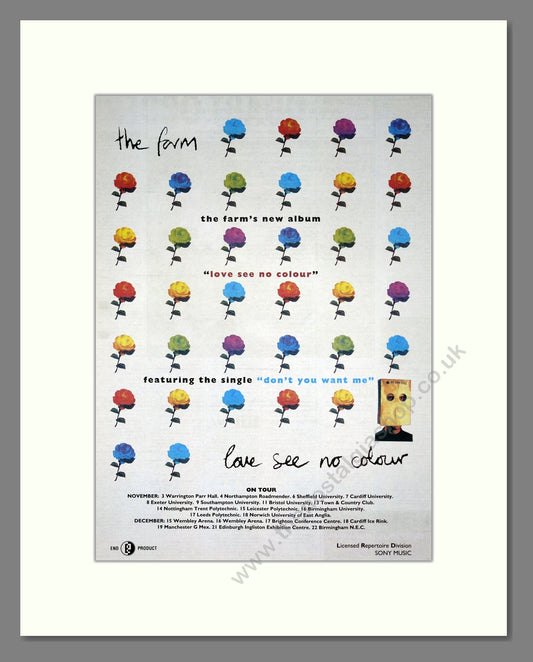 Farm (The) - Love See No Colour. Vintage Advert 1992 (ref AD20074)