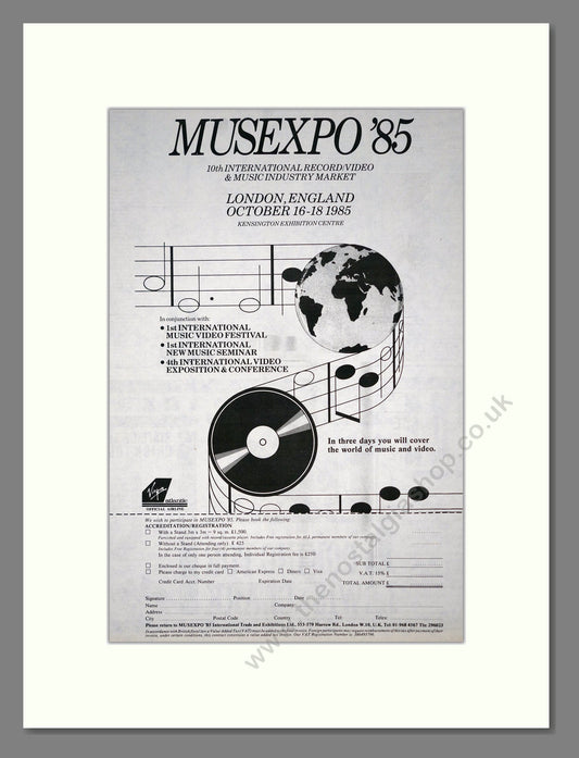Musexpo 85 - London 85. Vintage Advert 1985 (ref AD20143)