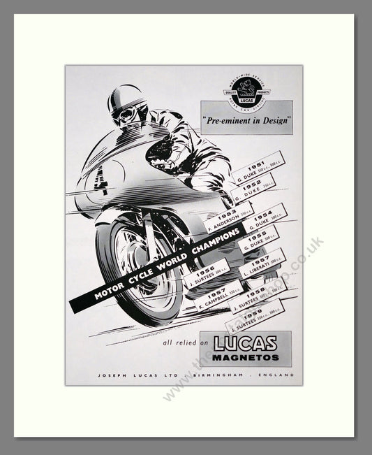 Lucas - Magnetos. Vintage Advert 1960 (ref AD303405)