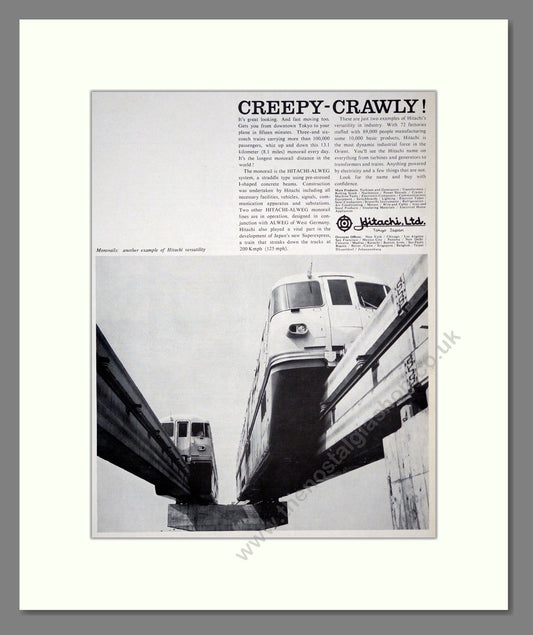 Hitachi - Creepy Crawly Monorail. Vintage Advert 1964 (ref AD303352)