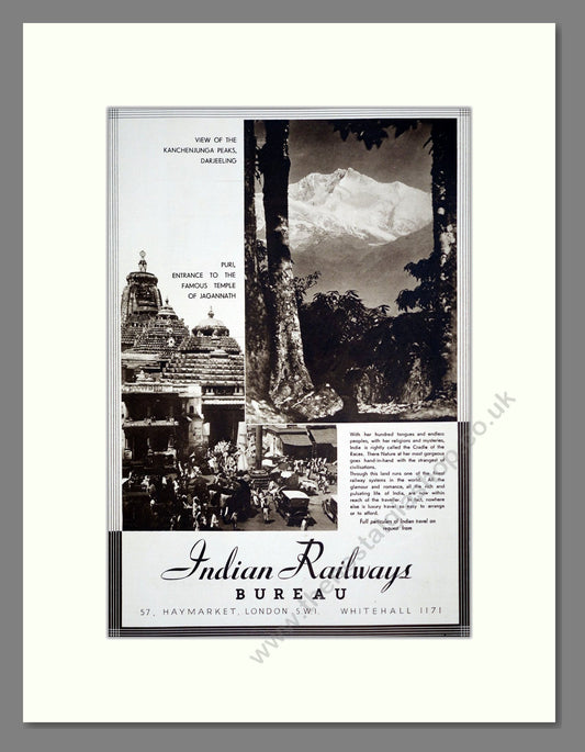 Indian Railways Bureau - Indian Travel. Vintage Advert 1935 (ref AD303366)