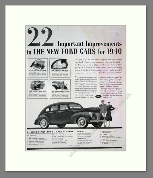 Ford - 22 Improvements. Vintage Advert 1939 (ref AD303284)