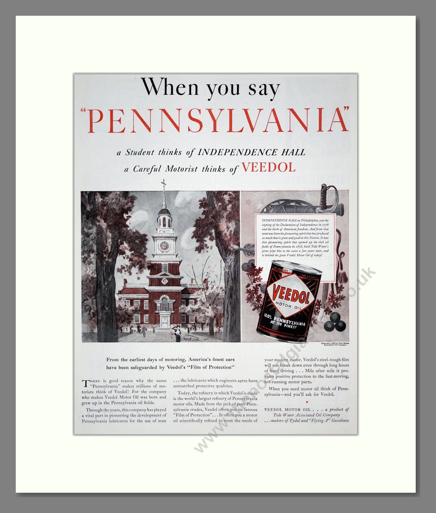 Veedol - Motor Oil. Vintage Advert 1939 (ref AD303325)