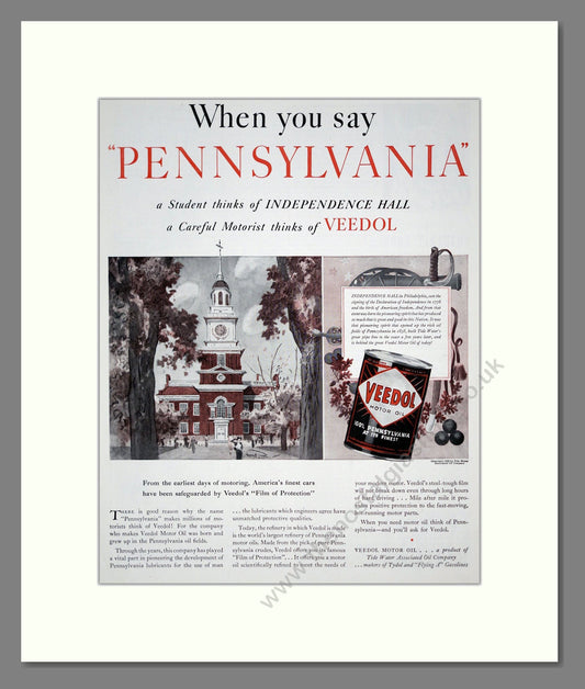 Veedol - Motor Oil. Vintage Advert 1939 (ref AD303325)