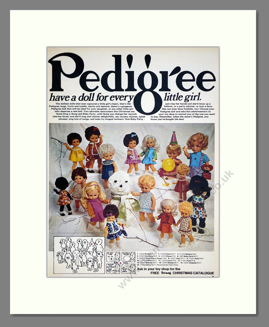 Pedigree - Girl's Dolls. Vintage Advert 1969 (ref AD303255)